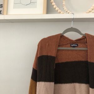 M long color block open cardigan